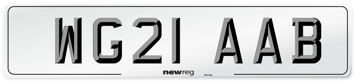 WG21 AAB Number Plate from New Reg